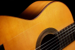 The soundboard of a 1999 Jose Marin Plazuelo flamenco guitar made of spruce and cypress